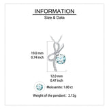 925 Sterling Silver Elegant Silver Bow Pendant Necklace With Light Blue Moissanite Centerpiece
