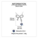925 Sterling Silver **elegant Moissanite Bow Necklace With Multicolor Gemstone Pendant**