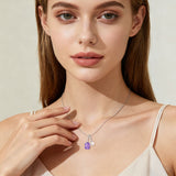 925 Sterling Silver Elegant Silver Necklace With Purple Gemstone And Pearl Pendant