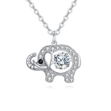 925 Sterling Silver Charming Elephant Moissanite Pendant Necklace With Black Eye Accent