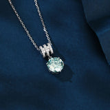 925 Sterling Silver Elegant Square Teal Moissanite Pendant Necklace With Sparkling Accents