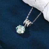 925 Sterling Silver Elegant Square Teal Moissanite Pendant Necklace With Sparkling Accents