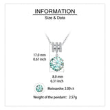 925 Sterling Silver Elegant Square Teal Moissanite Pendant Necklace With Sparkling Accents