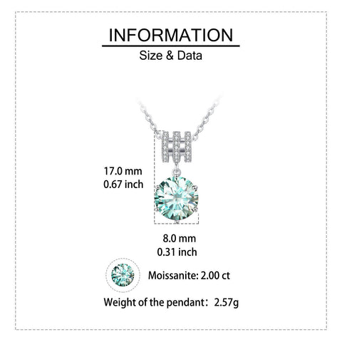 925 Sterling Silver Elegant Square Teal Moissanite Pendant Necklace With Sparkling Accents