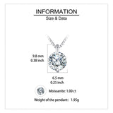 925 Sterling Silver Elegant Solitaire Moissanite Pendant In Sterling Silver
