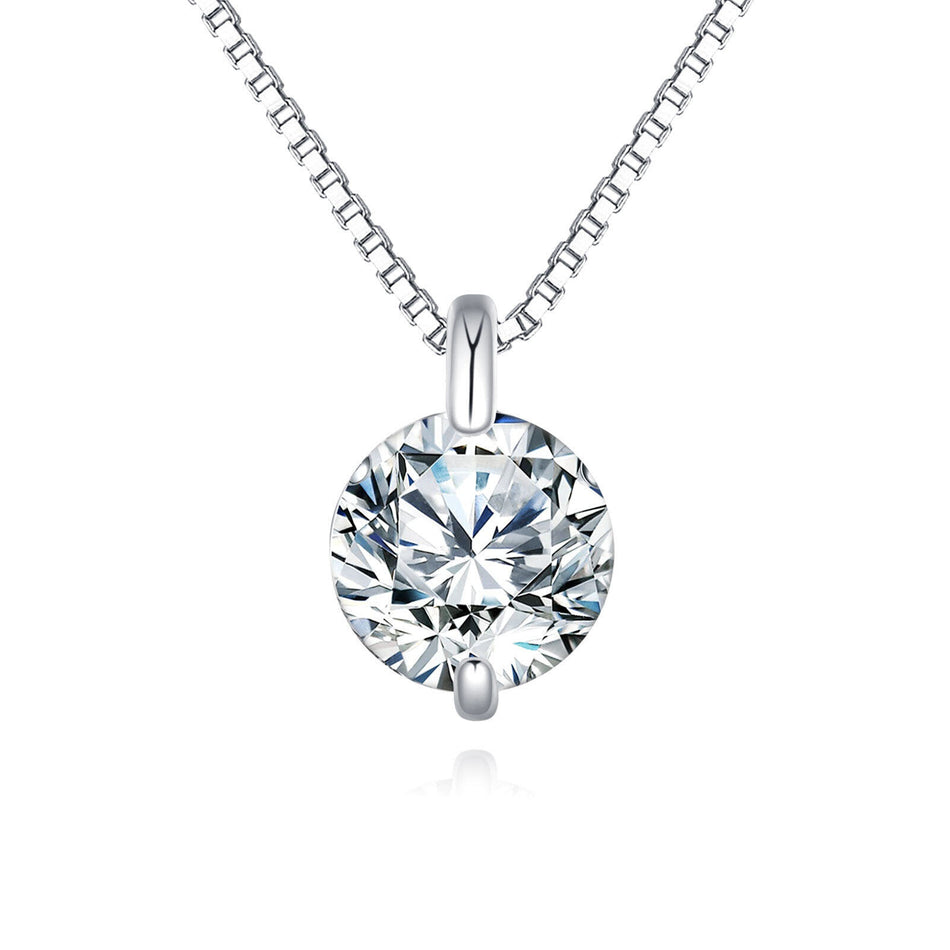 925 Sterling Silver Elegant Solitaire Moissanite Pendant In Sterling Silver