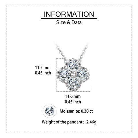 925 Sterling Silver Elegant Moissanite Flower Pendant Necklace In Sterling Silver Chain