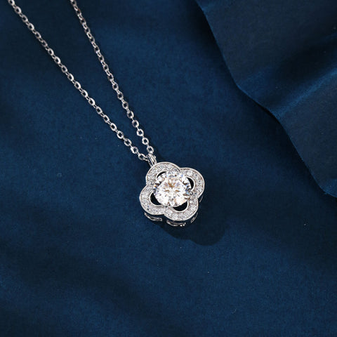 925 Sterling Silver Elegant Floral Moissanite Pendant Necklace: Timeless Elegance In Precious Metals