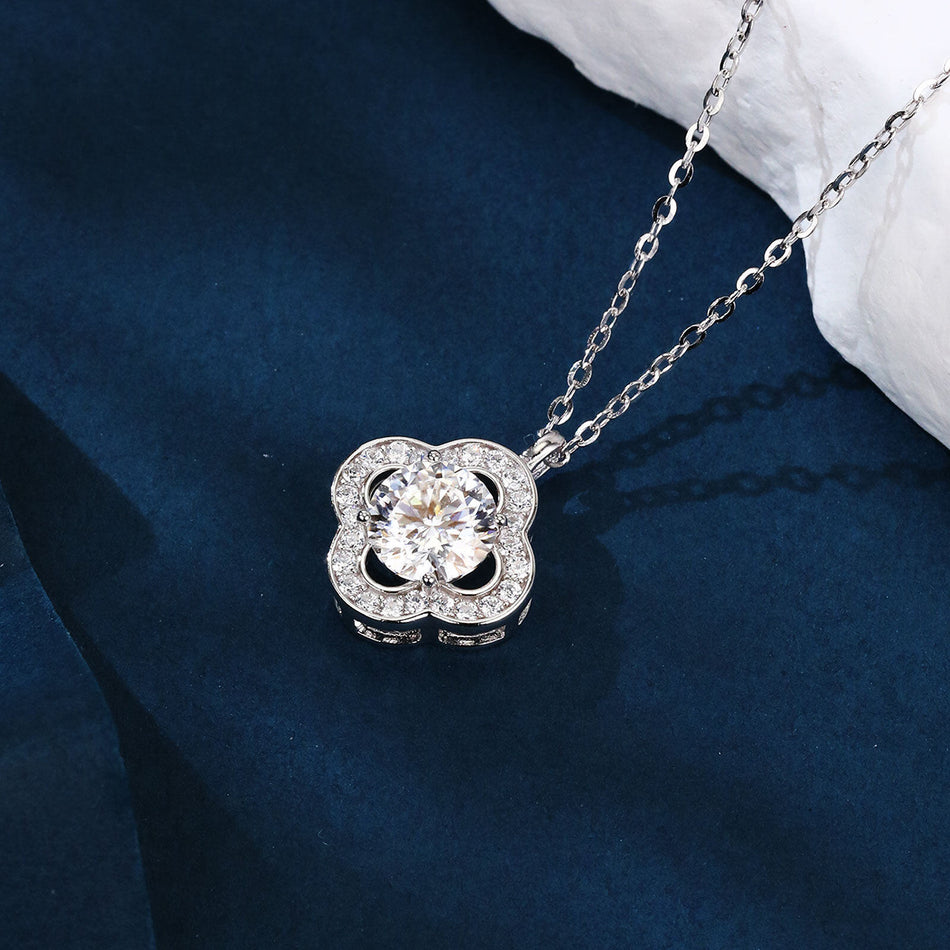 925 Sterling Silver Elegant Floral Moissanite Pendant Necklace: Timeless Elegance In Precious Metals