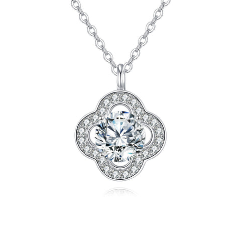 925 Sterling Silver Elegant Floral Moissanite Pendant Necklace: Timeless Elegance In Precious Metals