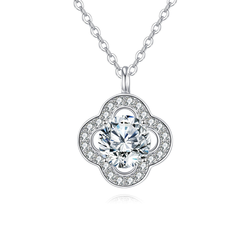 925 Sterling Silver Elegant Floral Moissanite Pendant Necklace: Timeless Elegance In Precious Metals