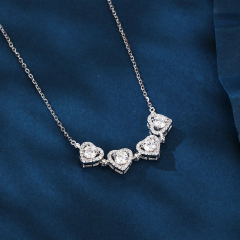 925 Sterling Silver Elegant Plated with White Gold Four-leaf Clover Moissanite Necklace