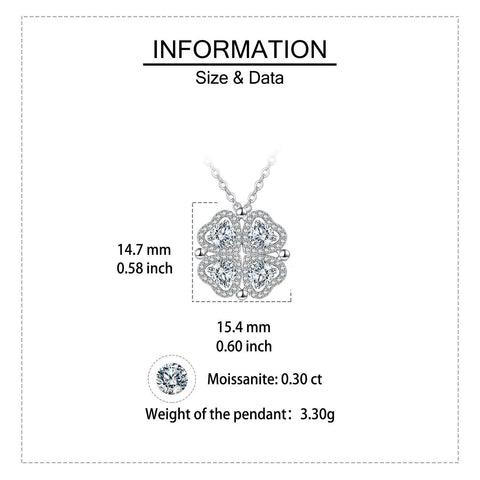 925 Sterling Silver Elegant Plated with White Gold Four-leaf Clover Moissanite Necklace