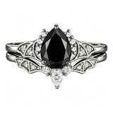 Sterling Silver 10K  14K  18K Gold 1CT-4CT Black Onyx Engagement Ring Gothic Wedding Promise Ring
