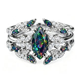Sterling Silver 10K  14K  18K  Gold Personalized Engraved Black Opal Engagement Wedding Promise Ring for Her