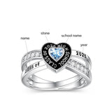 Sterling Silver 10K Gold 14K Gold 18K Gold Personalized Birthstone  Class Ring for Graduates