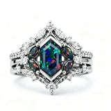 Sterling Silver 10K  14K  18K  Gold Personalized Engraved Black Opal Engagement Wedding Promise Ring for Her