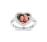 10K 14K 18K Gold Moissanite Custom Heart Photo Ring