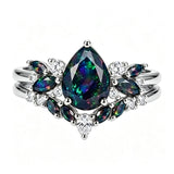 Sterling Silver 10K  14K  18K  Gold Personalized Engraved Black Opal Engagement Wedding Promise Ring for Her