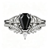 Sterling Silver 10K  14K  18K Gold 1CT-4CT Black Onyx Engagement Ring Gothic Wedding Promise Ring
