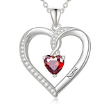 10K 14K 18K Solid Gold Personalized Engraved 1-4 Birthstone Heart Necklaces for Women