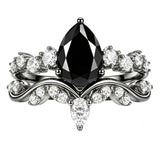 Sterling Silver 10K  14K  18K Gold 1CT-4CT Black Onyx Engagement Ring Gothic Wedding Promise Ring
