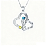 10K 14K 18K Gold Personalized  Birthstone Name Heart Pendant Necklace