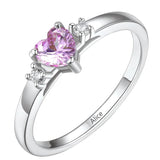 Sterling Silver Personalized 1 Birthstone Engraved Ring for Women