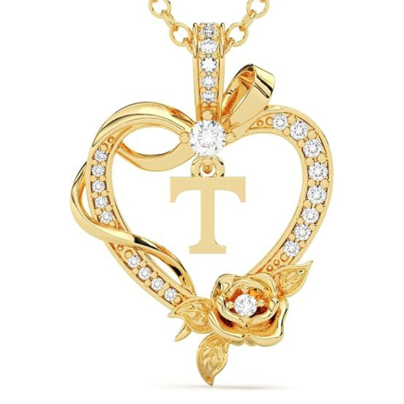 14K Gold Plated Initial Heart Pendant  Necklace Gift for Women Anniversary for Her