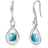 925 Sterling Round Gemstone Birthstone Dangle Earrings