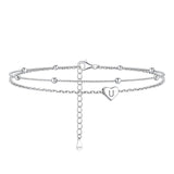 Sterling Silver 26 initials Single Layer Charm Anklet