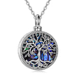 Sterling Silver Abalone Opal Shell Moss Agate Tree of Life Urn Necklaces for Ashes