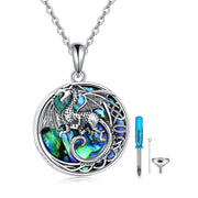 Sterling Silver Abalone Shell Dragon Urn Necklace for Ashes