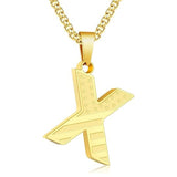 14K Gold Plated American Flag Initial Pendant Necklace for Men