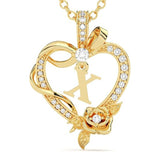 14K Gold Plated Initial Heart Pendant  Necklace Gift for Women Anniversary for Her