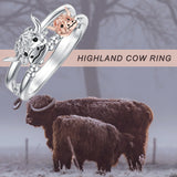 Highland Cow Ring 925 Sterling Silver Rings Gift For Women Girls Mom