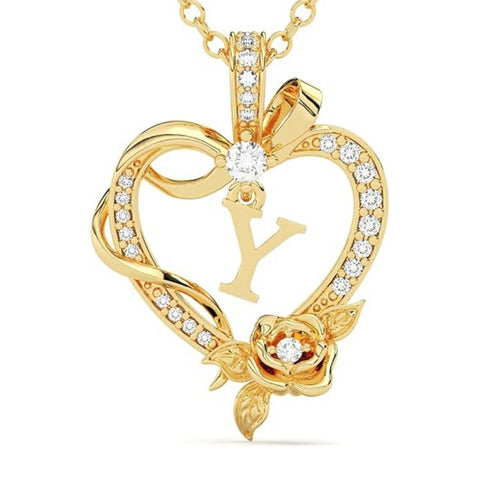 14K Gold Plated Initial Heart Pendant  Necklace Gift for Women Anniversary for Her