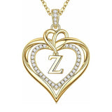 14K Gold Plated Initial Double Heart Pendant Necklace Anniversary Birthday Gifts for Women