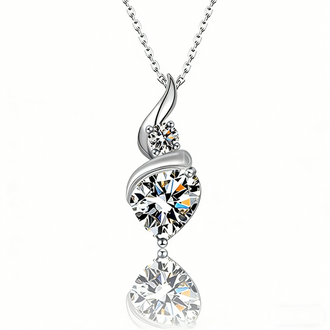 Sterling Silver 1CT Heart Moissanite Pendant Necklace