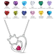 Cat Necklace with Name Synthetic Birthstone Personalized Name Cat Necklace Custom Heart Cat Pendant Necklace Gift for Women