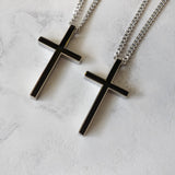 Stainless Steel Engraved Cross Necklace Personalized Cross Pendant For Men Father's Day Gift