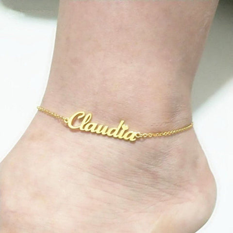 Sterling Silver Custom Name Single Layer Anklet