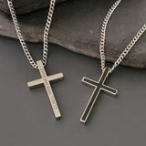 Stainless Steel Engraved Cross Necklace Personalized Cross Pendant For Men Father's Day Gift