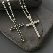 Stainless Steel Engraved Cross Necklace Personalized Cross Pendant For Men Father's Day Gift