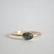 Gold Oval Ring Gold Moss Agate Ring Moonstone Ring 925 Sterling Silver Ring for Women