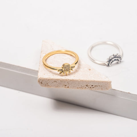 Sterling Silver Sun and Moon Couples Ring Set