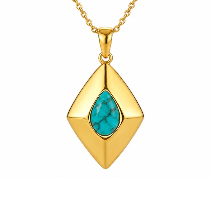 14K Gold Plated Bohemian Teardrop Pendant Necklace for Women