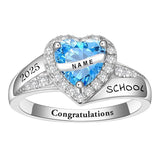 Sterling Silver 10K 14K 18K Gold Custom Birthstone Engraved High School Class Graduation Ring