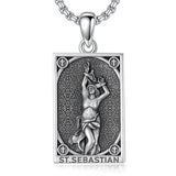 Sterling Silver Saint Anthony Saint Jude Saint Christopher   Saint Michael Amulet Religious Pendant Necklace