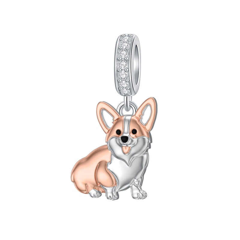 Sterling Silver Pit Bull Schnauzer Yorkie Corgi Dachshund Dog Charm Beads Fits Bracelets & Necklaces  for Women
